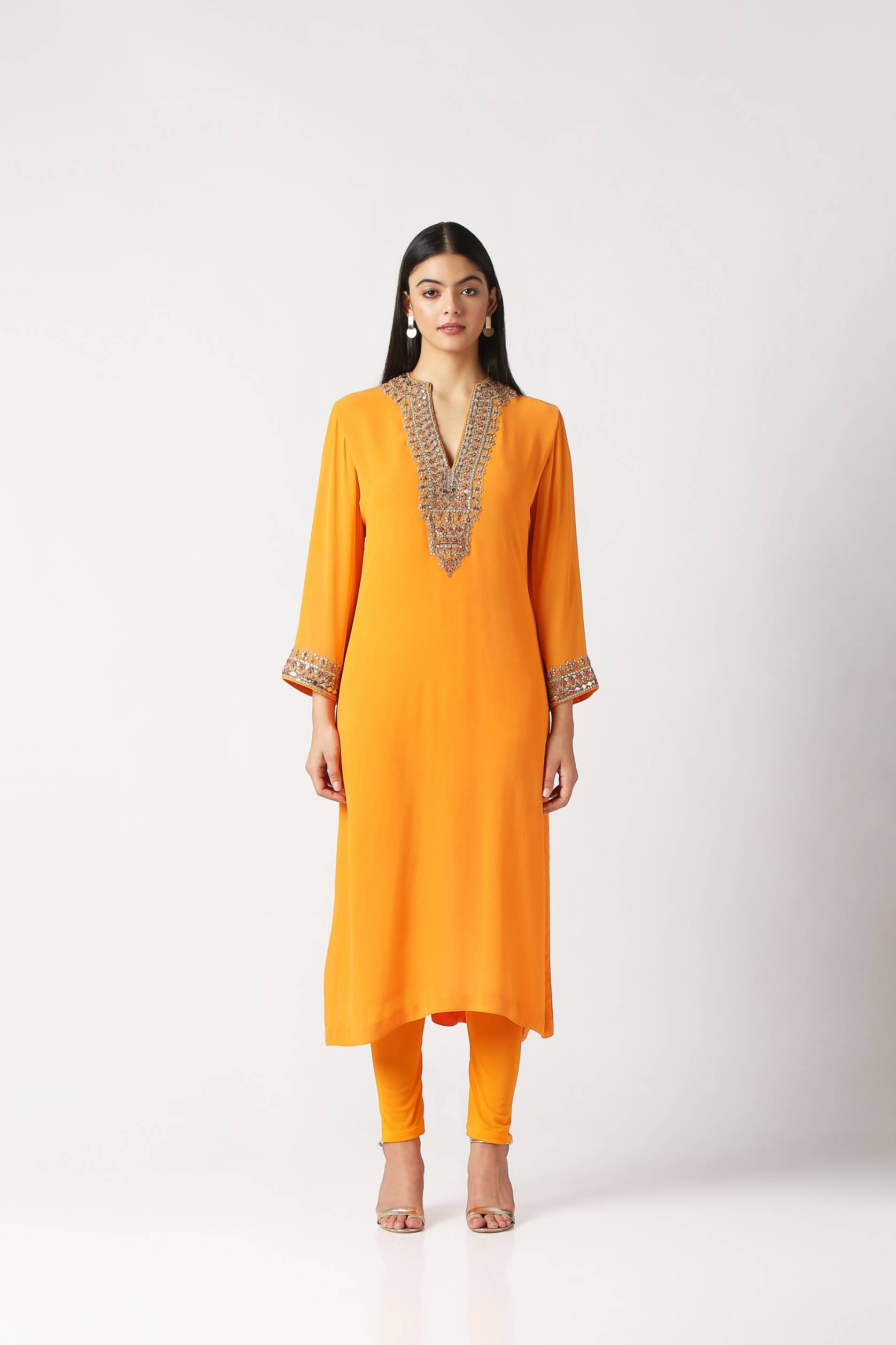 Mango Yellow Kurta with Churidar