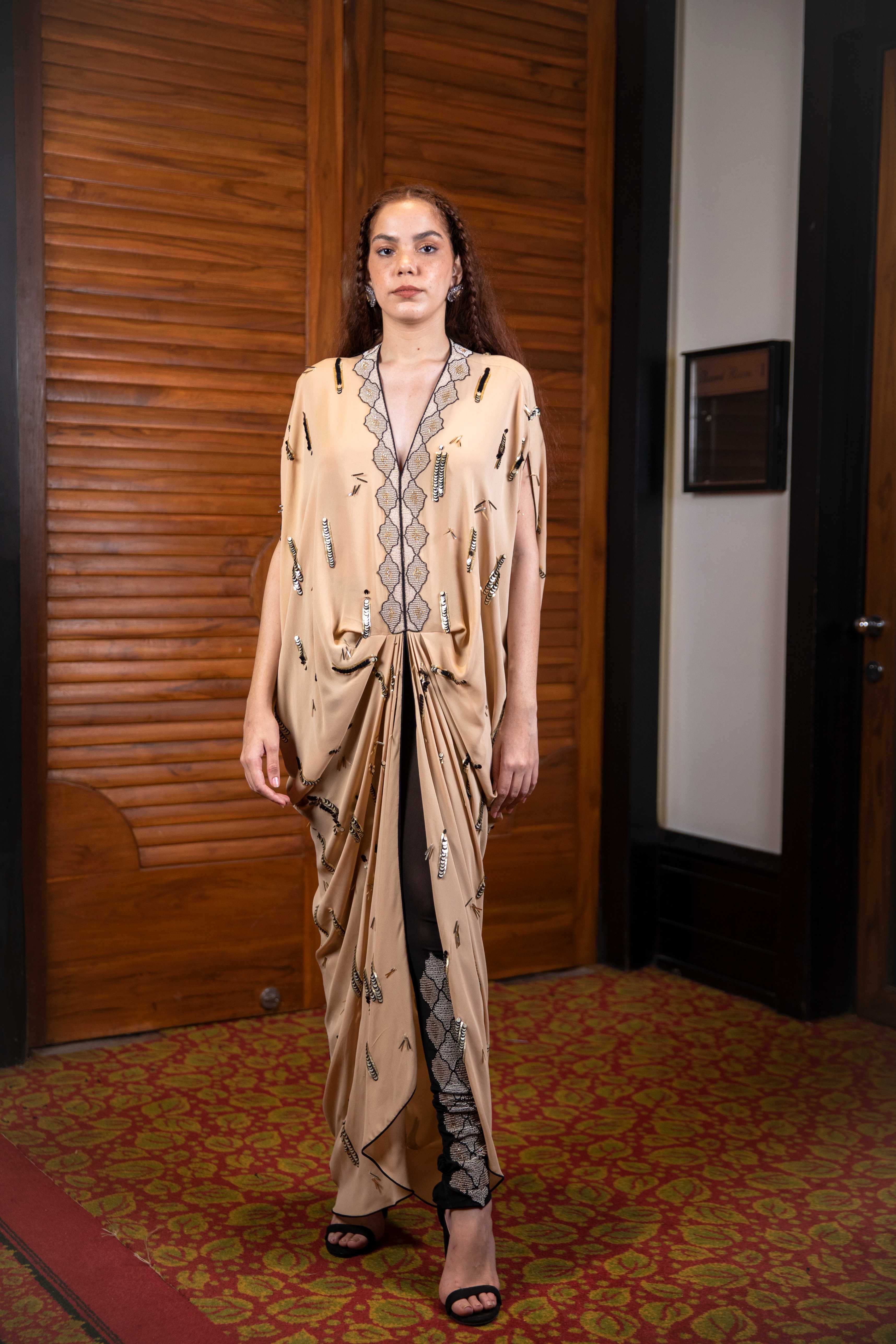 Brown Kaftan with Churidar Set