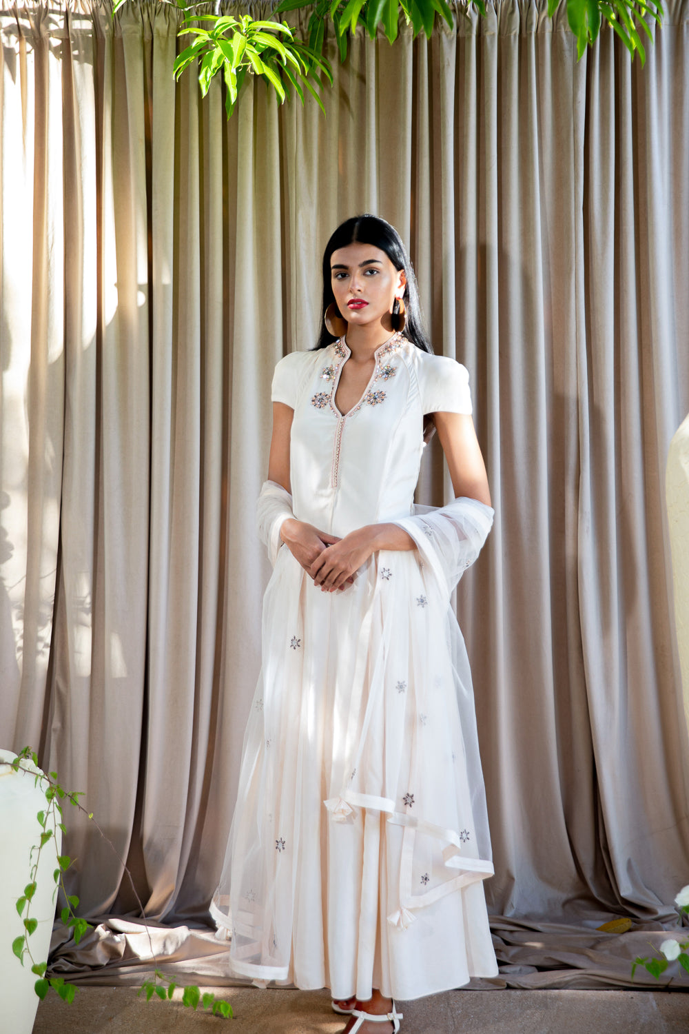 Panelled Kurta Dress with Churidar & Dupatta