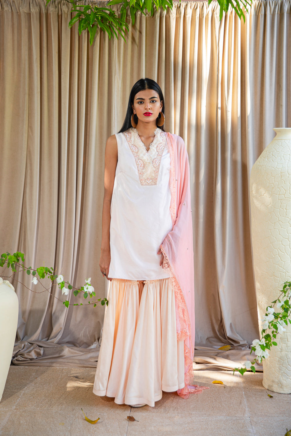 Short Kurta with Gharara And Dupatta