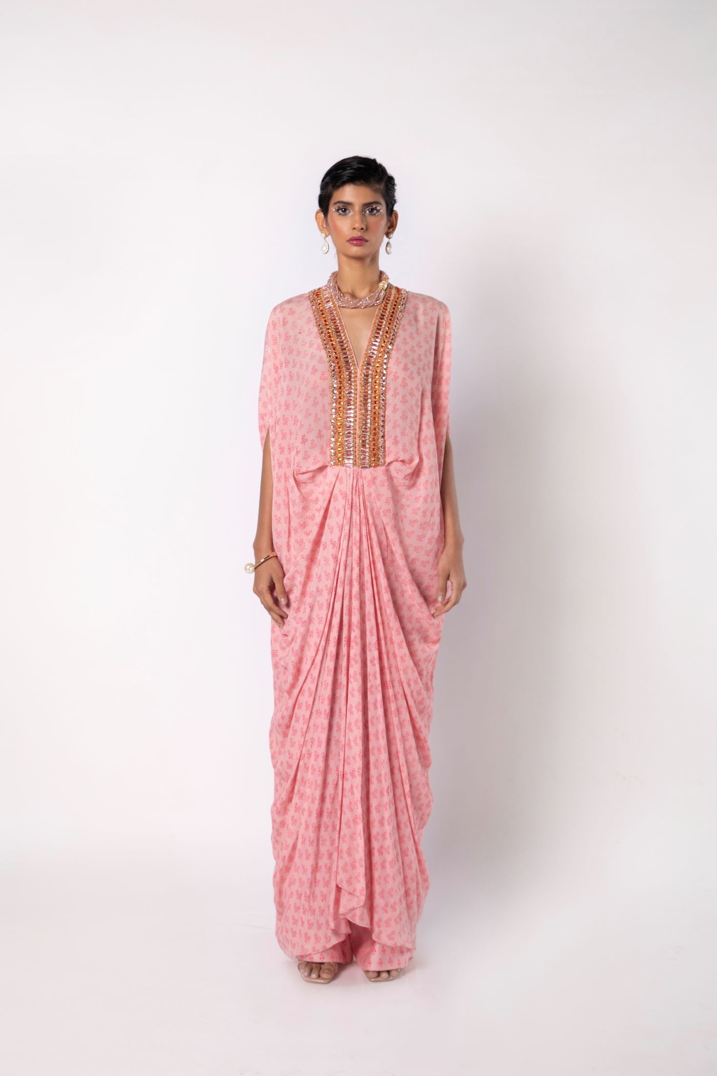 Roseate Pink Kaftan with Straight Pants Set