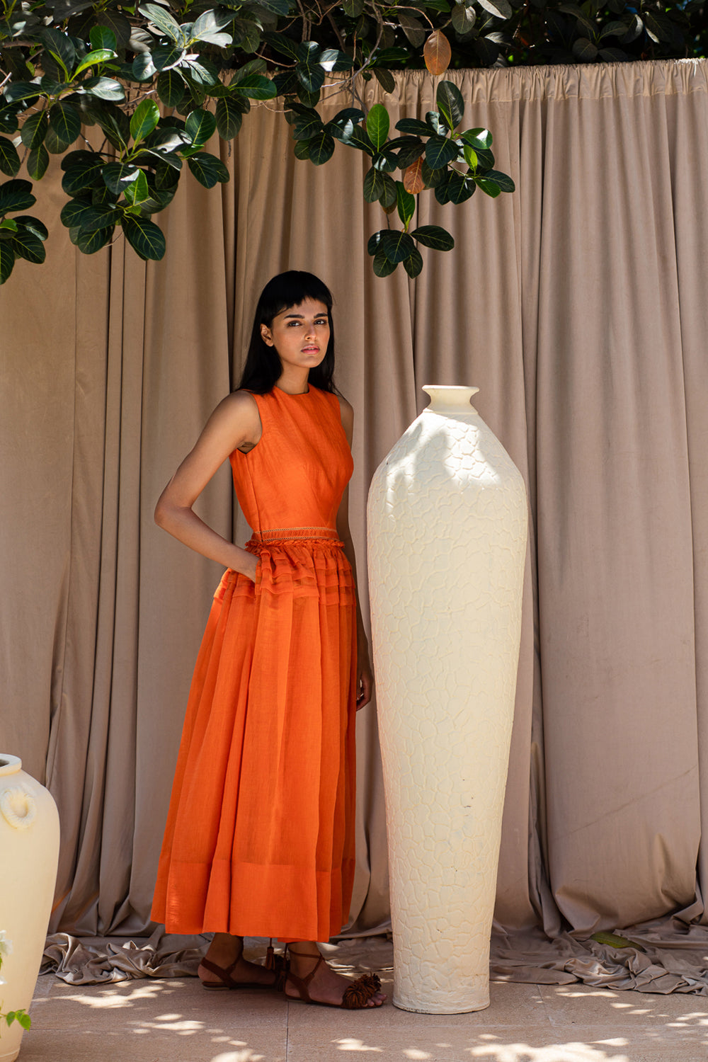 Orange Chanderi Dress