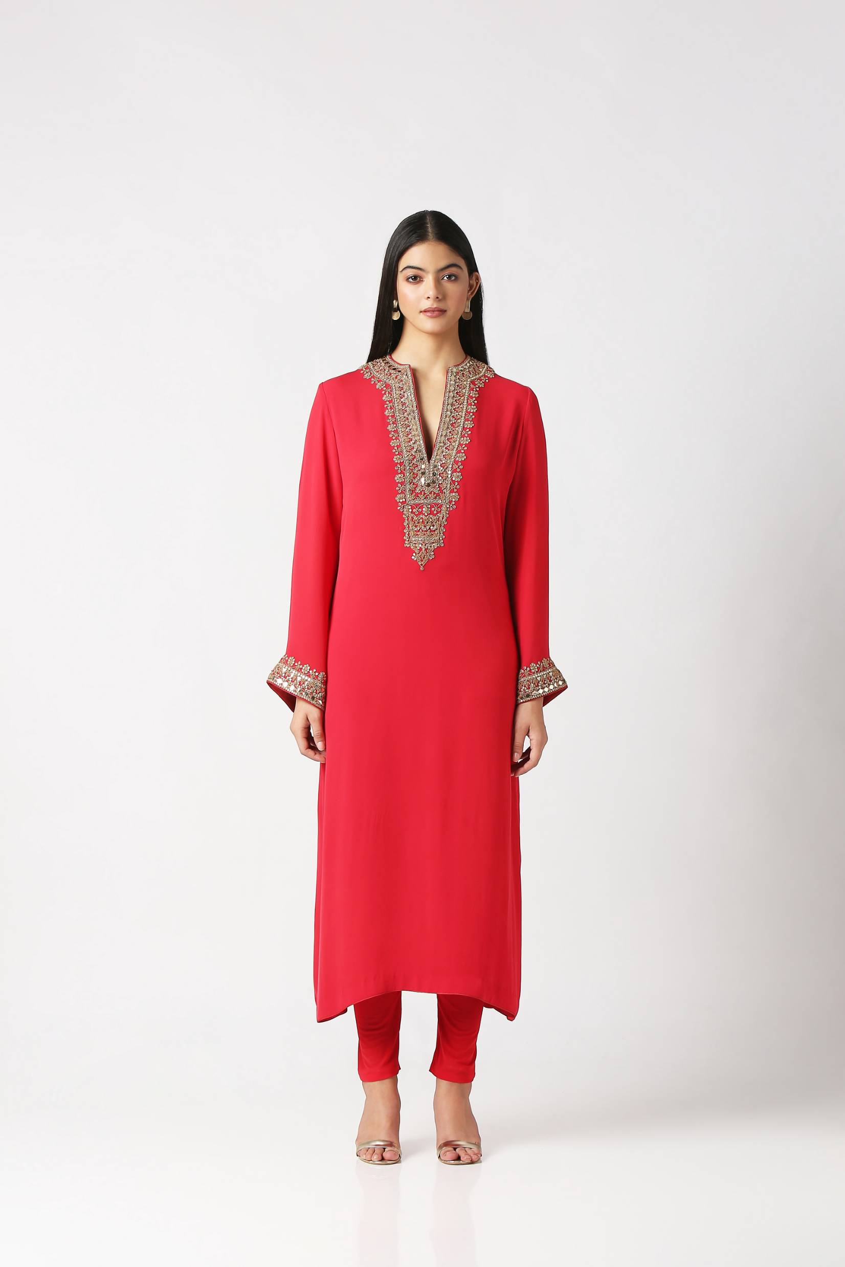 Fiesta Pink Long Kurta and Churidar Set