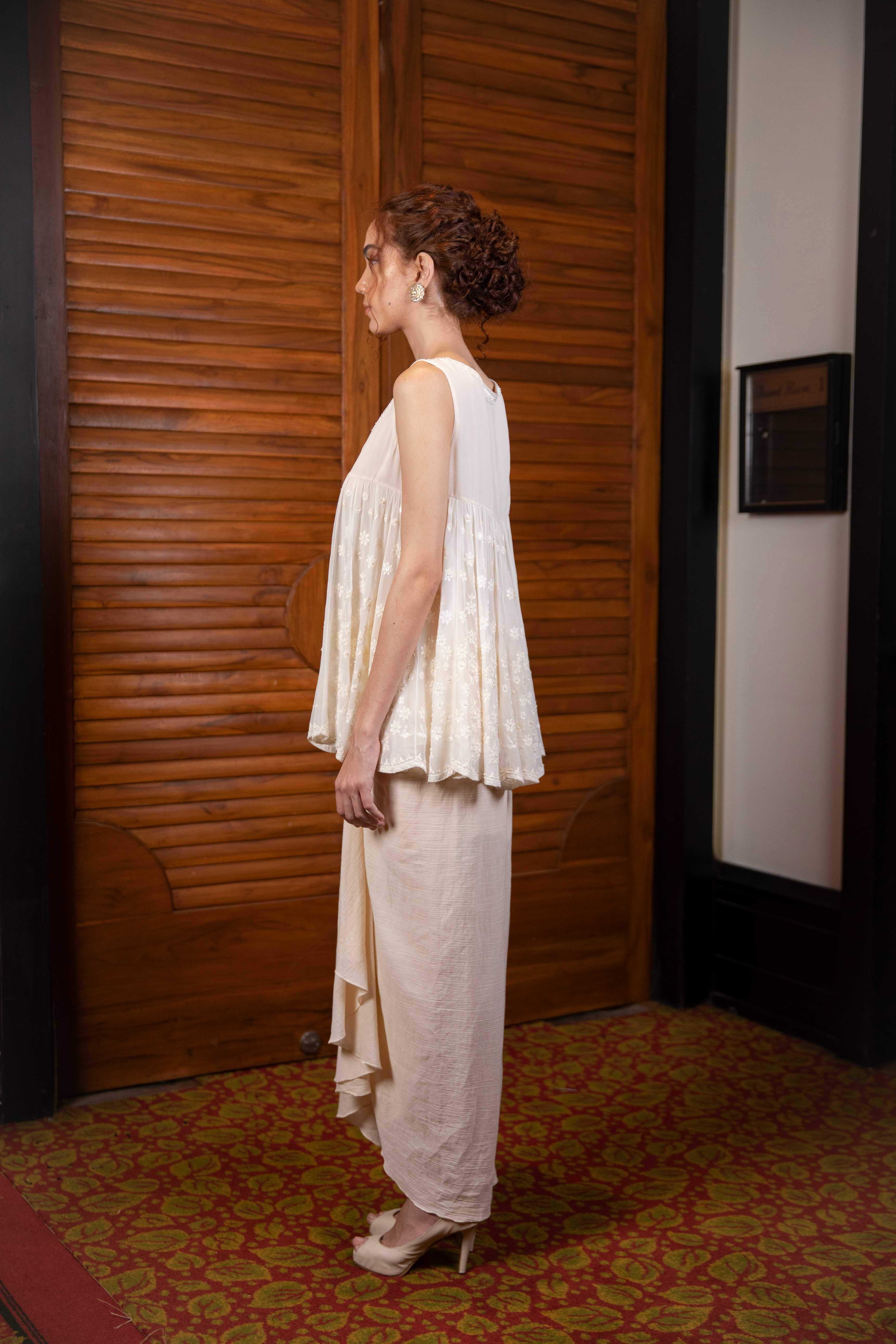 Ivory Top with DhotiSet