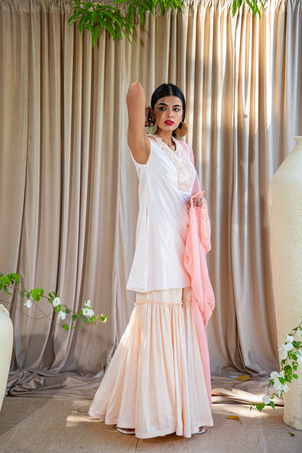 Short Kurta with Gharara And Dupatta