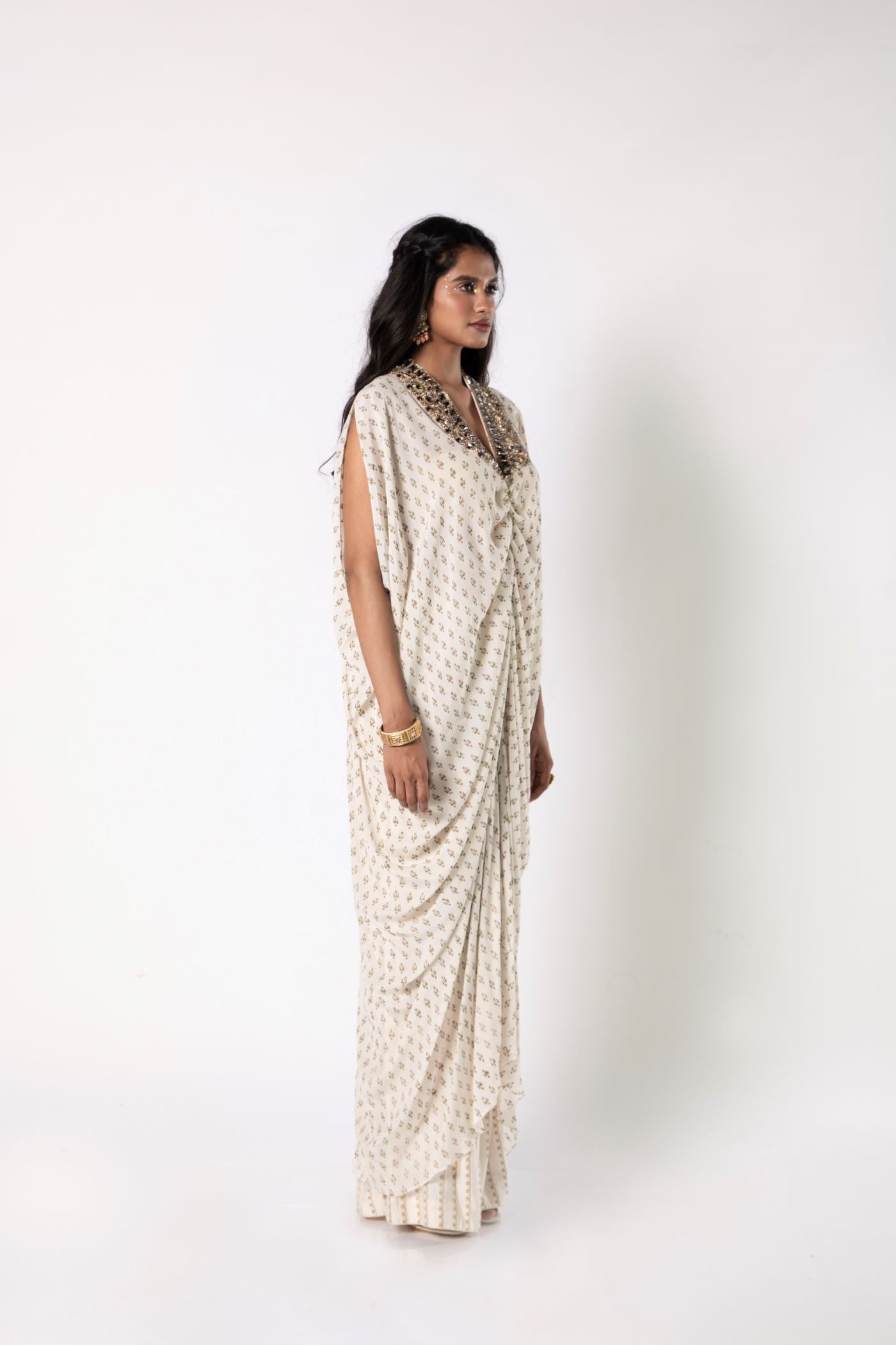Ivory Kaftan with Straight Pants Set