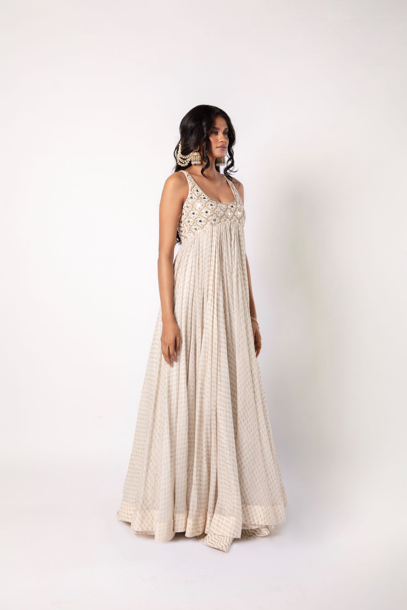 Ivory Flared Dress with Pallazo Set