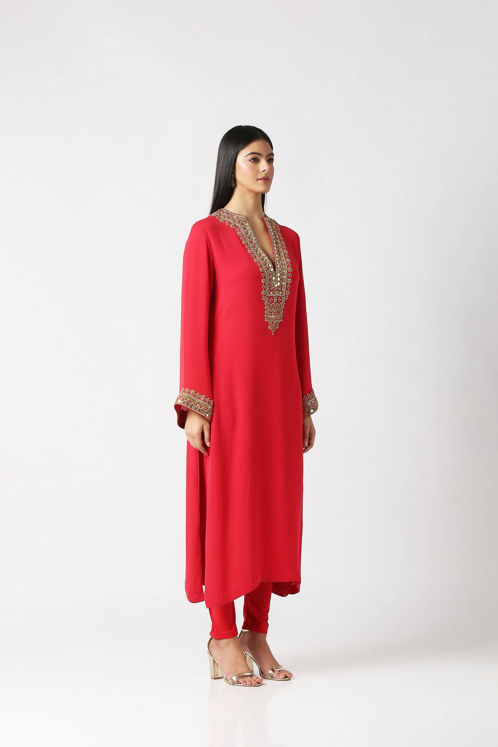Fiesta Pink Long Kurta and Churidar Set