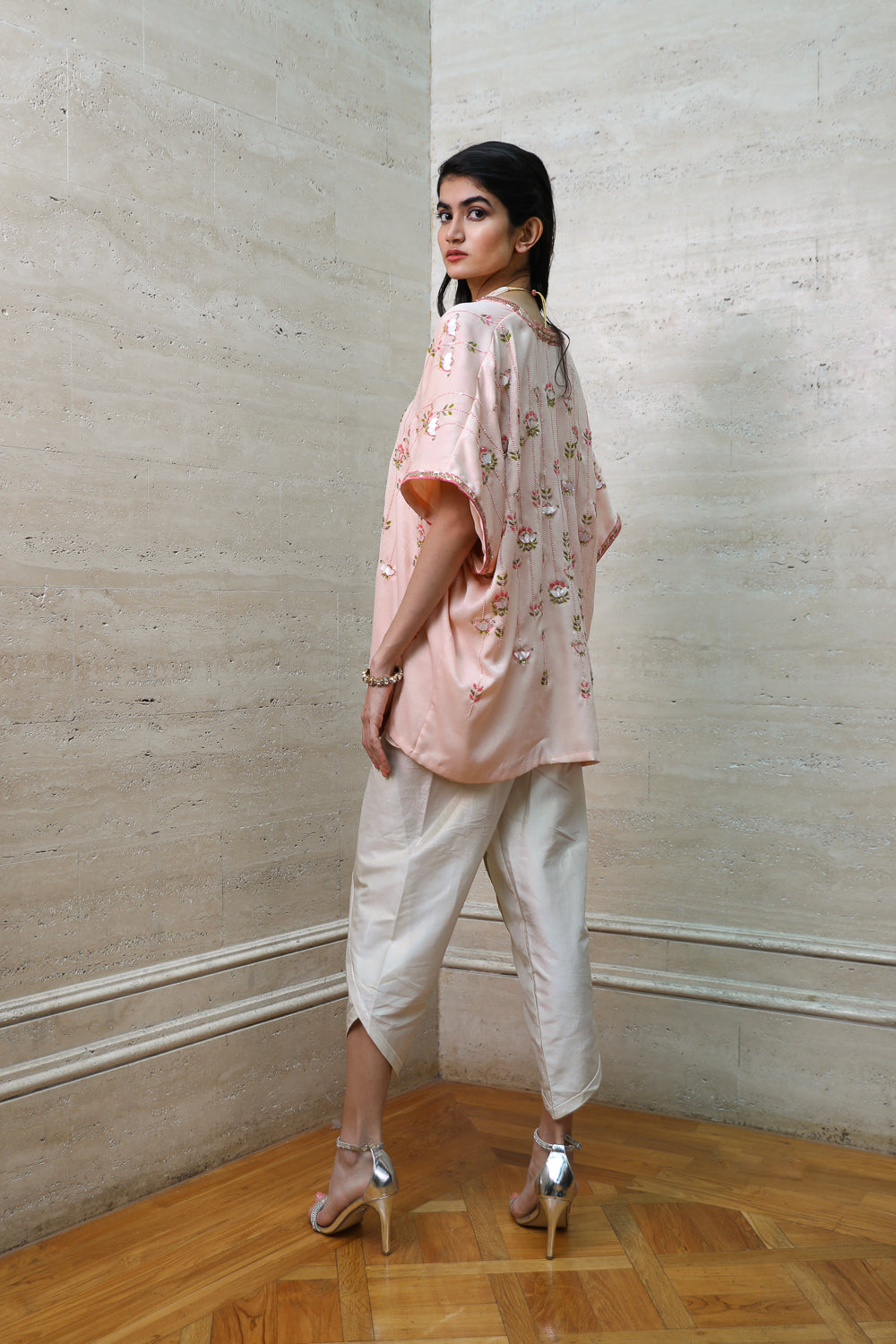 Pink Top with Dhoti Pants Set