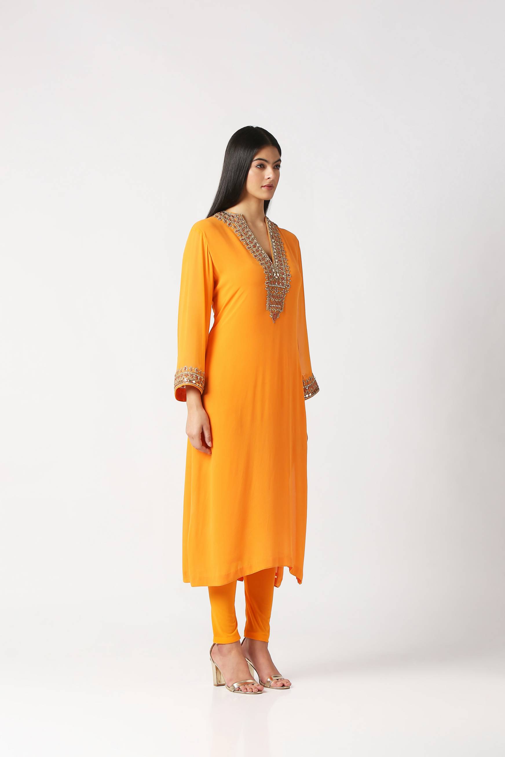 Mango Yellow Kurta with Churidar