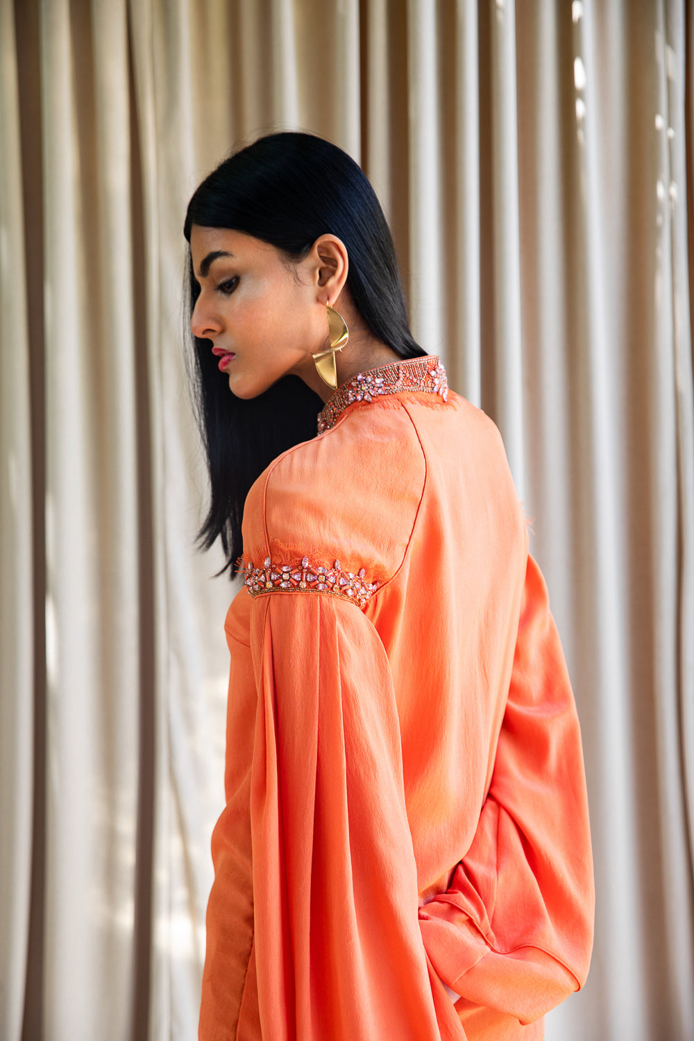 Orange Drop-Shoulder Shirt