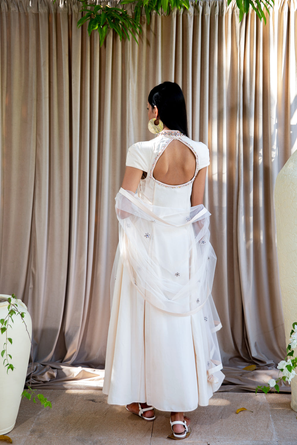 Panelled Kurta Dress with Churidar & Dupatta