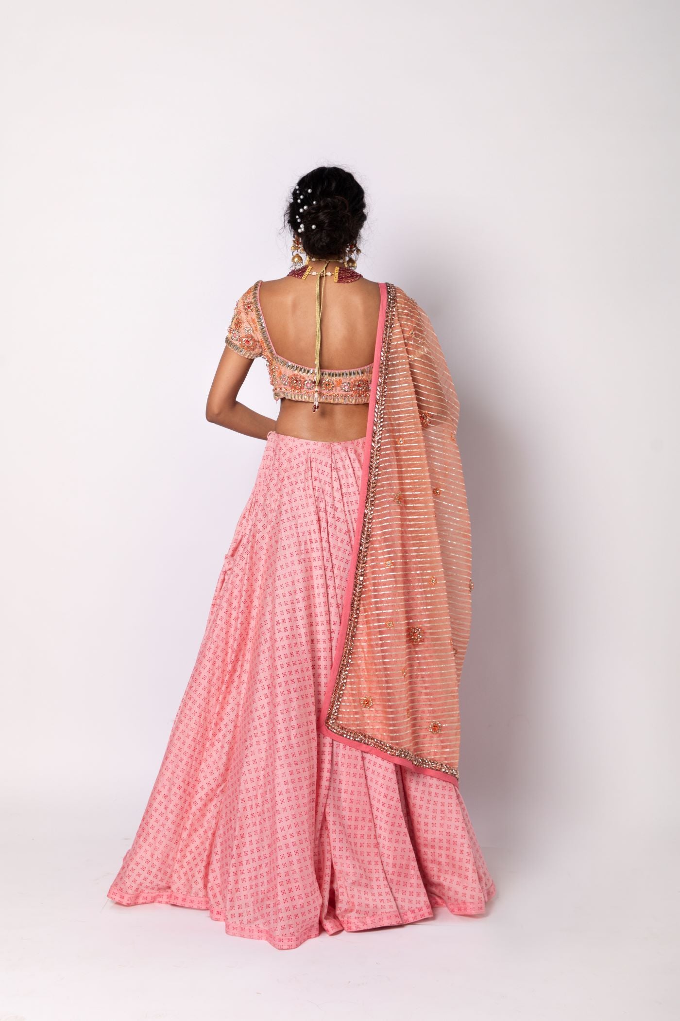 Roseate Pink Short kurta with Lehenga & Dupatta Set