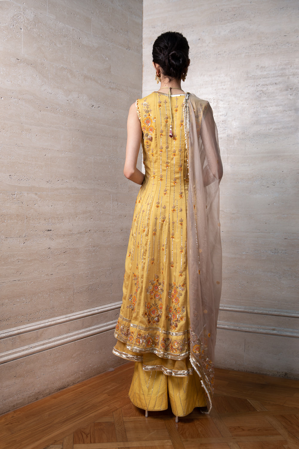 Yellow Anarkali Churidar and Dupatta Set