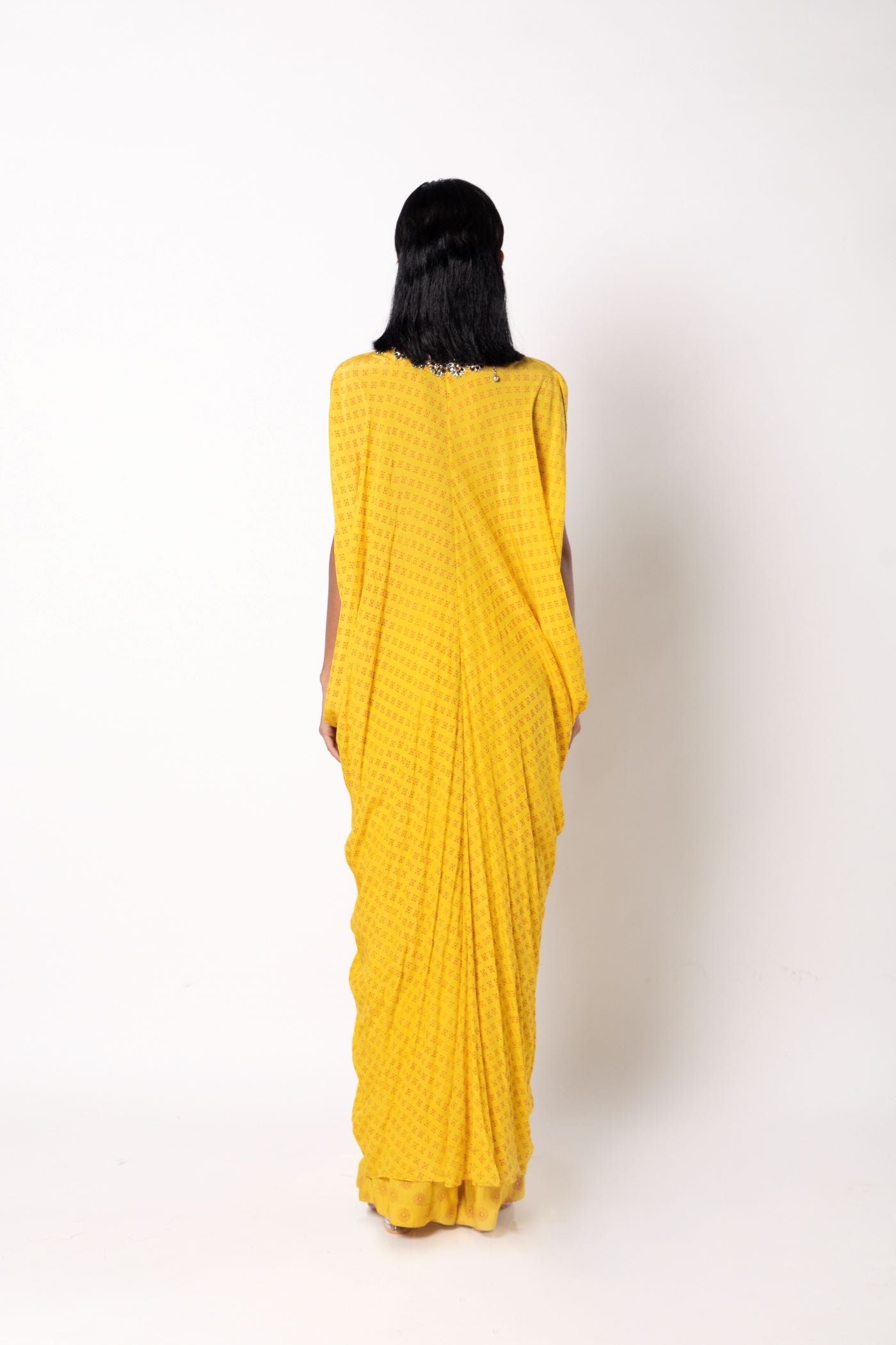 Freesia Yellow Kaftan with Straight Pants Set