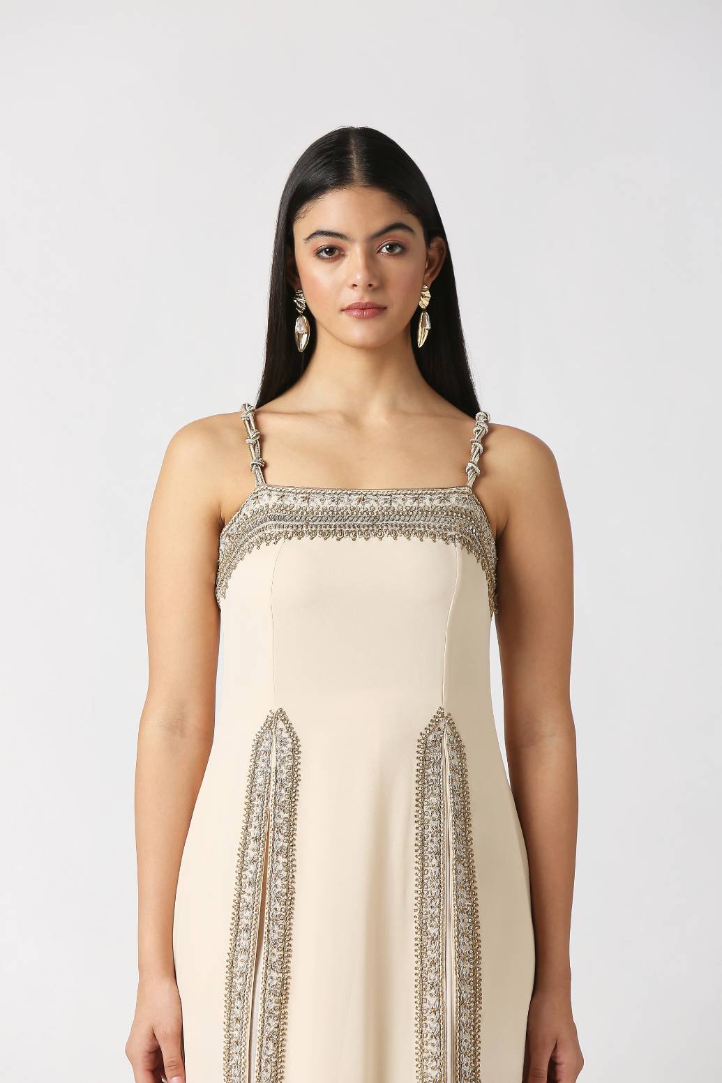 Ivory Strap Kurta With Palazzo Set