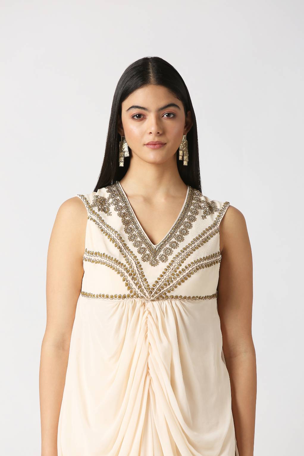 Ivory Drape kurta With Palazzo