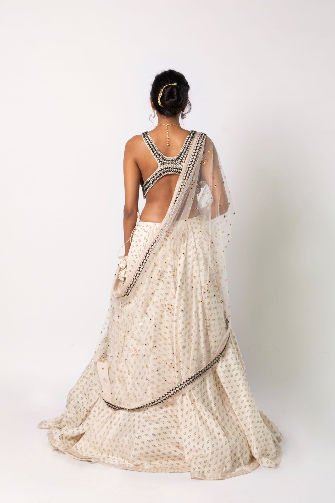 Ivory Lehenga and Bralet Blouse with Dupatta Set