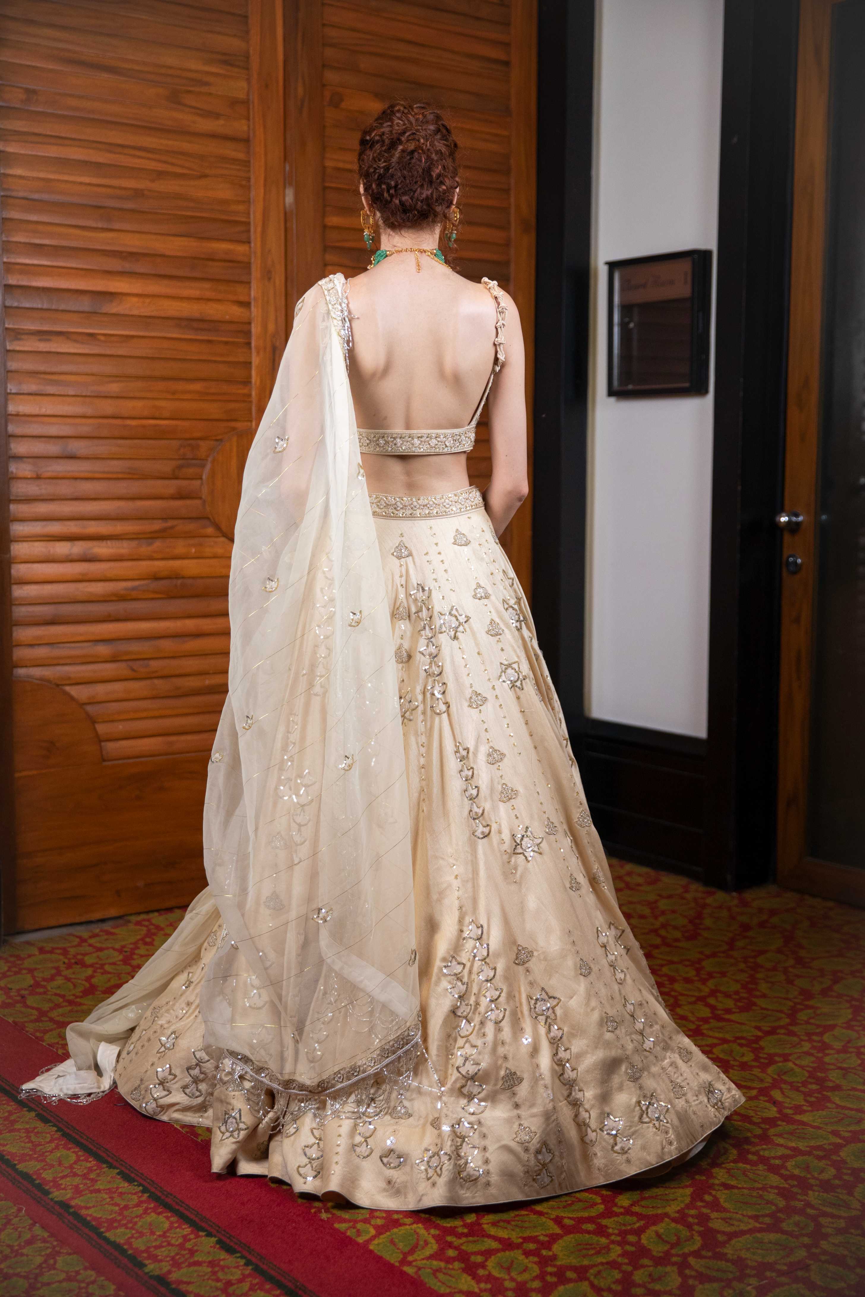 Nude Color Lehenga Choli & Dupatta Set
