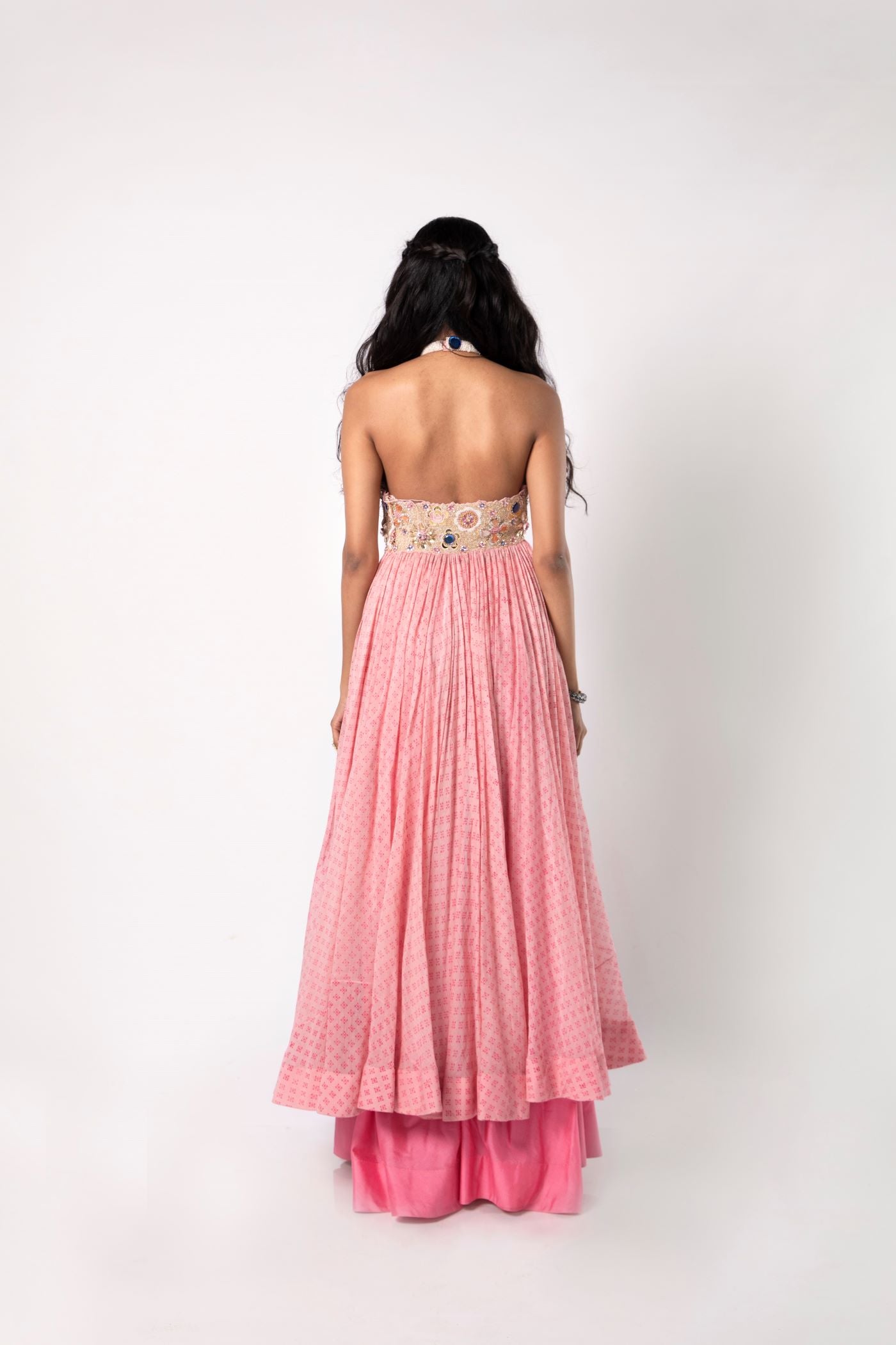 Roseate Pink Off-Shoulder Dress with Pallazo Set