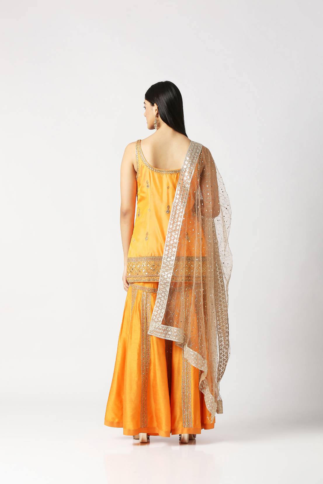 Mango Yellow Short Kurta with Panelled Sharara Set
