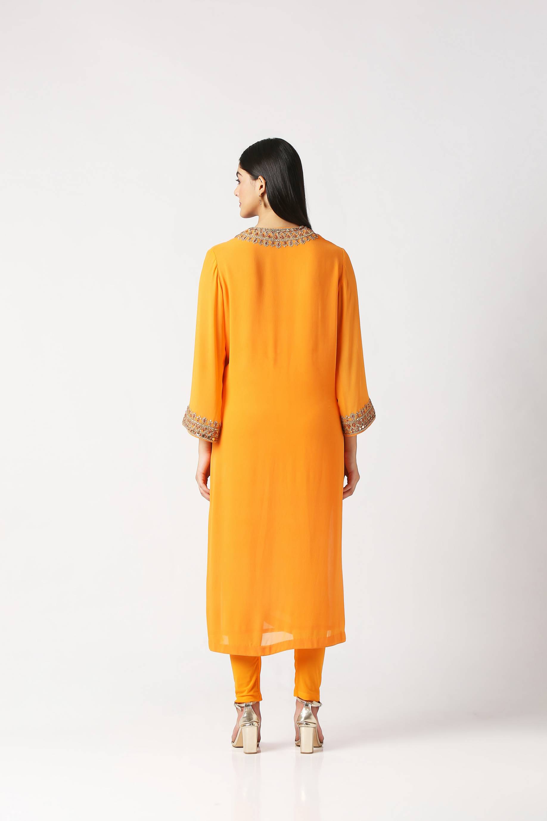 Mango Yellow Kurta with Churidar