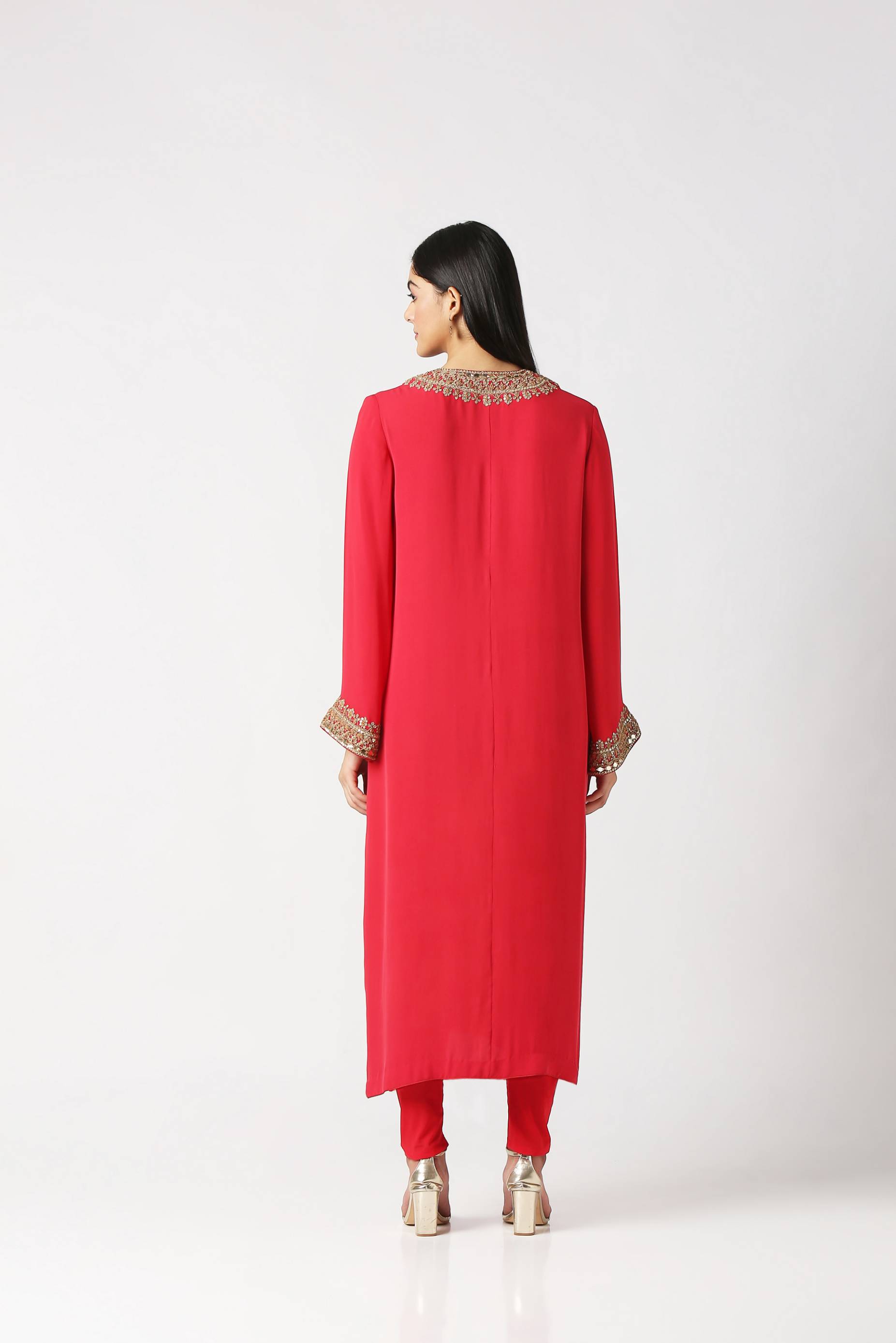 Fiesta Pink Long Kurta and Churidar Set