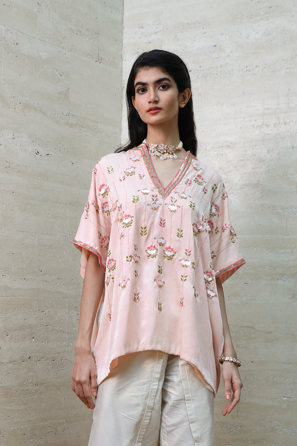 Pink Top with Dhoti Pants Set