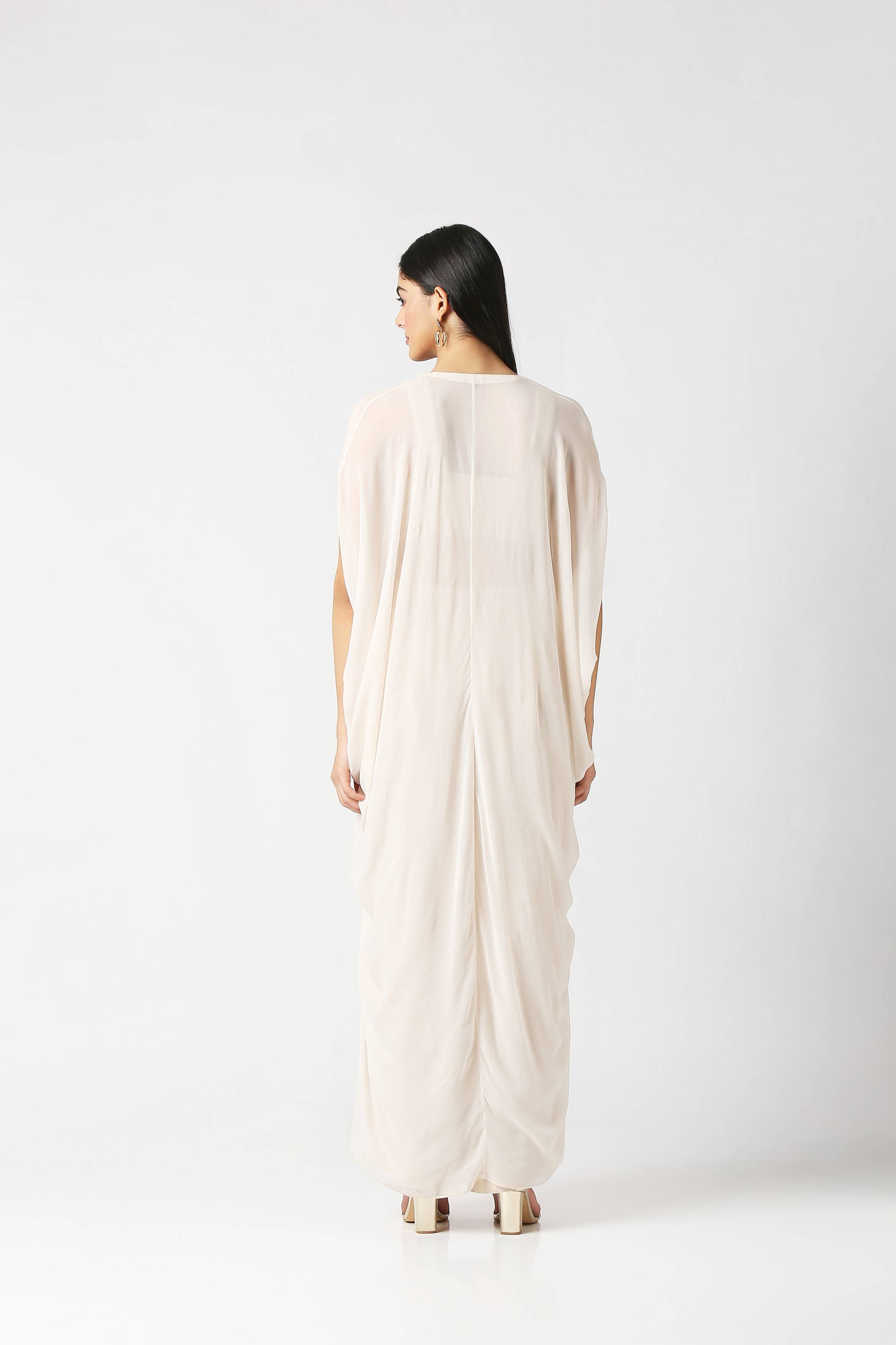 Ivory Cape with Crop Top & Palazzo