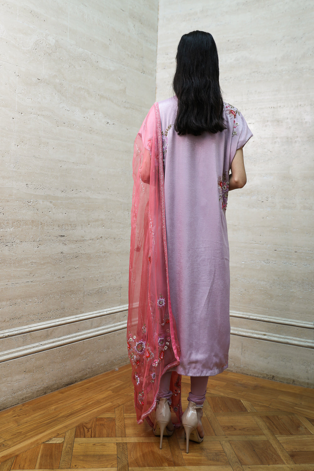 Kaftan with Churidar and Dupatta Set