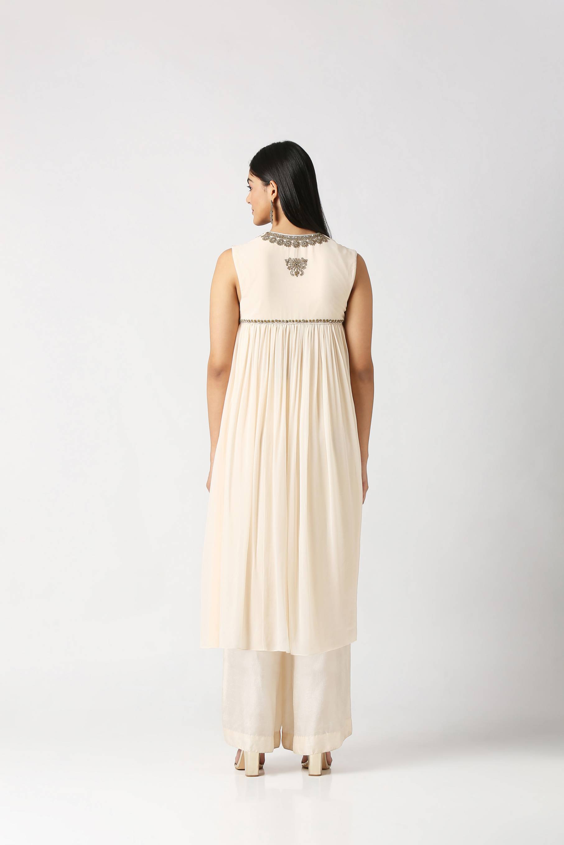 Ivory Drape kurta With Palazzo