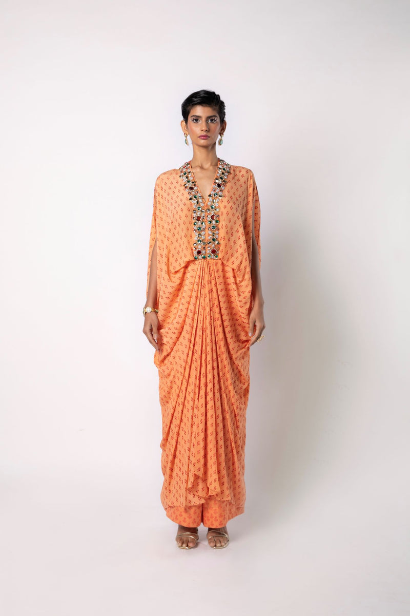Melon Orange Kaftan with Straight Pants Set – Labbada Store