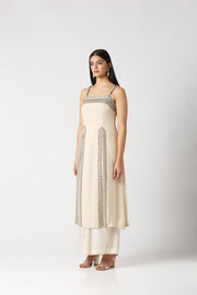 Ivory Strap Kurta With Palazzo Set