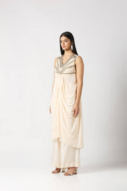 Ivory Drape kurta With Palazzo