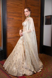 Nude Color Lehenga Choli & Dupatta Set