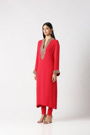 Fiesta Pink Long Kurta and Churidar Set