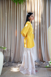 Yellow Short Kurta with Gharara And Dupatta