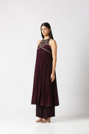 Berry Purple Gathered Kurta with Palazzo Pant
