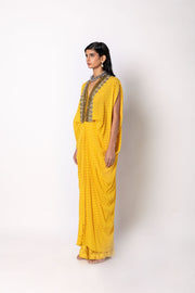 Freesia Yellow Kaftan with Straight Pants Set