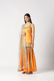 Mango Yellow Short Kurta with Panelled Sharara Set