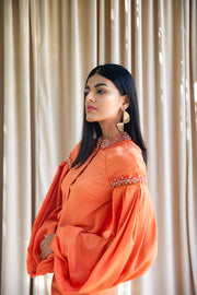 Orange Drop-Shoulder Shirt