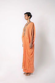 Melon Orange Kaftan with Straight Pants Set