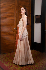 Beige Kurta with Skirt & Dupatta Set