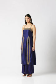 Navy Blue Strap Kurta With Palazzo Set