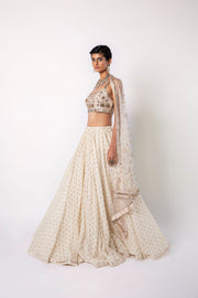 Ivory Lehenga and Strap Blouse with Dupatta Set