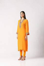 Mango Yellow Kurta with Churidar