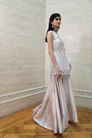 Off-White Short Tunic Sharara Dupatta Set