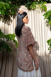 Throw-Jacket with Assymetrical Ivory Dress & Churidar