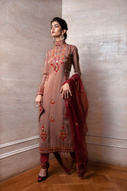 Brown Kurta Palazzo and Dupatta Set