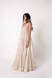 Ivory Flared Dress with Pallazo Set